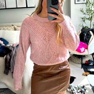 Express pink cozy sweater for spring